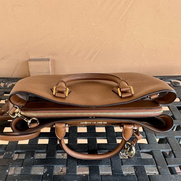Michael Kors Camille Large Satchel Shoulder Crossbody Leather Bag Brown - Picture 8 of 13